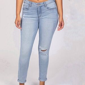 Sound/Style Comfort Stretch Jamie Ankle Skinny Light Wash Distressed Jeans